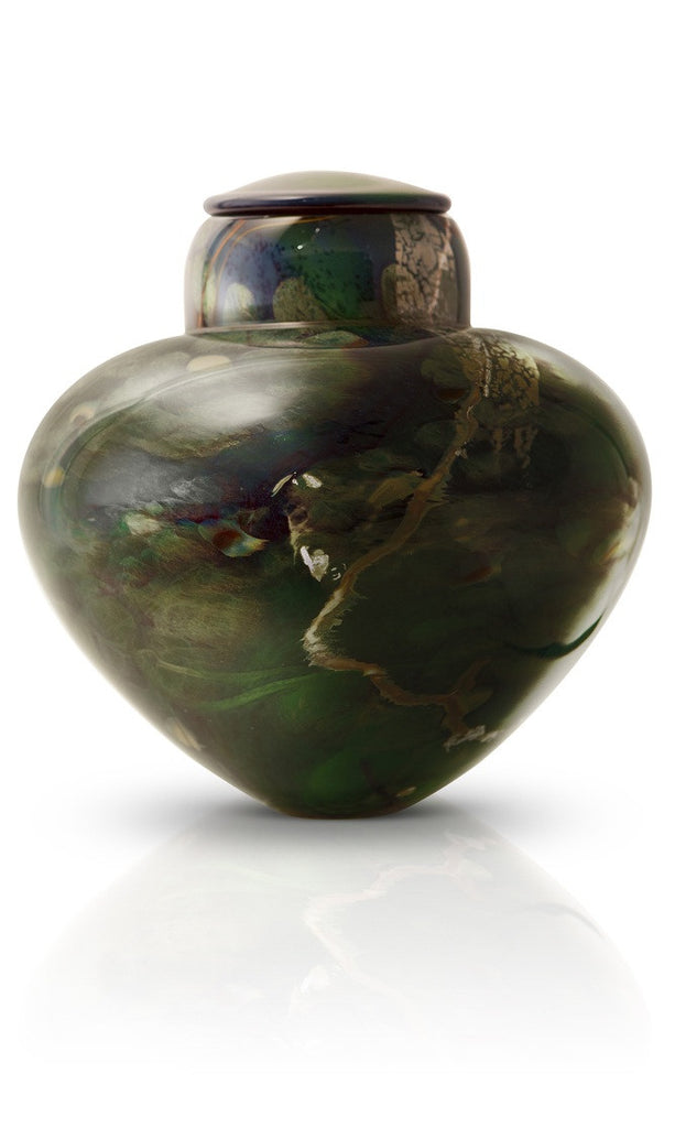 hand blown glass cremation urns emerald river